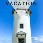 10 Day Kauai Vacation Pin for Pinterest with Family in Front of Lighthouse