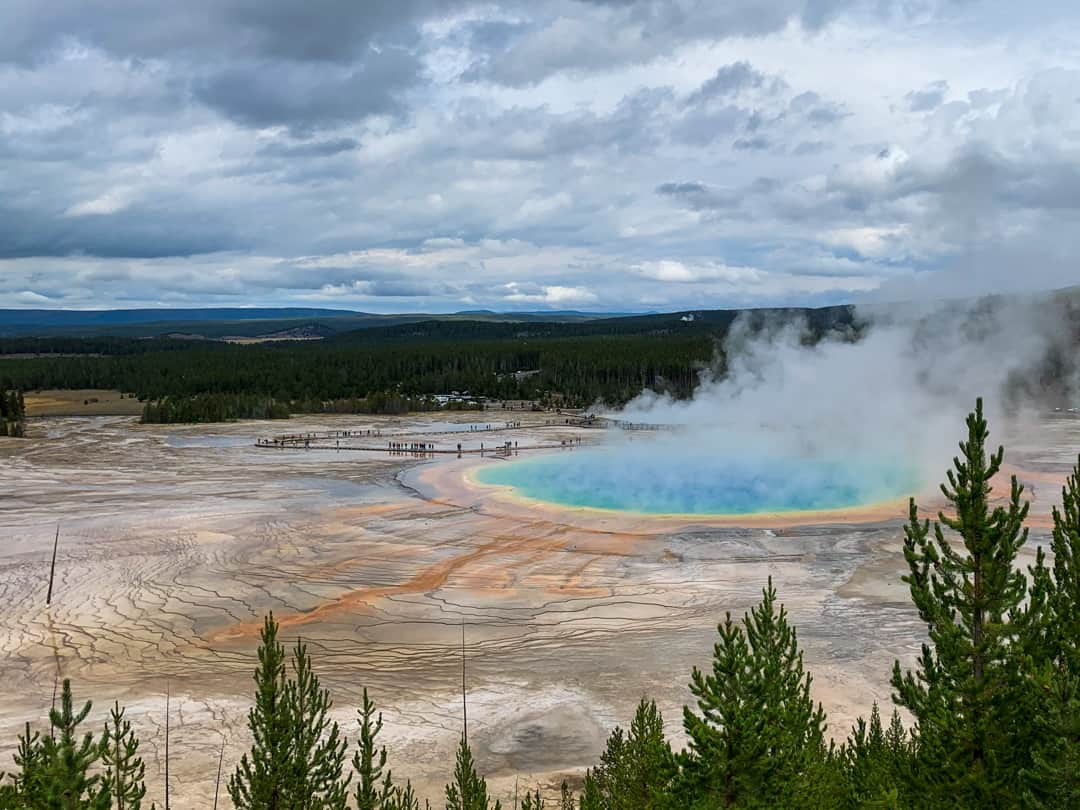 Grand View of Grand Prismatic at Midway Geyser Basin from Overlook
