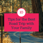 pinterest image of tree lined road with bright pink overlay that states 10 tips for the best road trip with your family