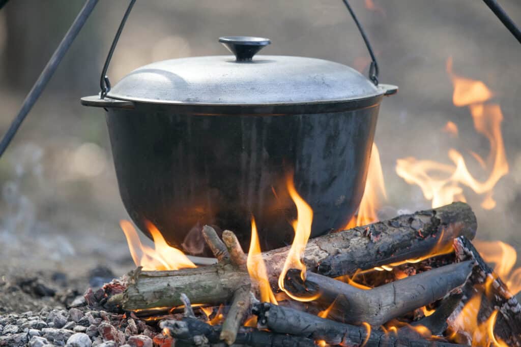 Dutch Oven Over Campfire